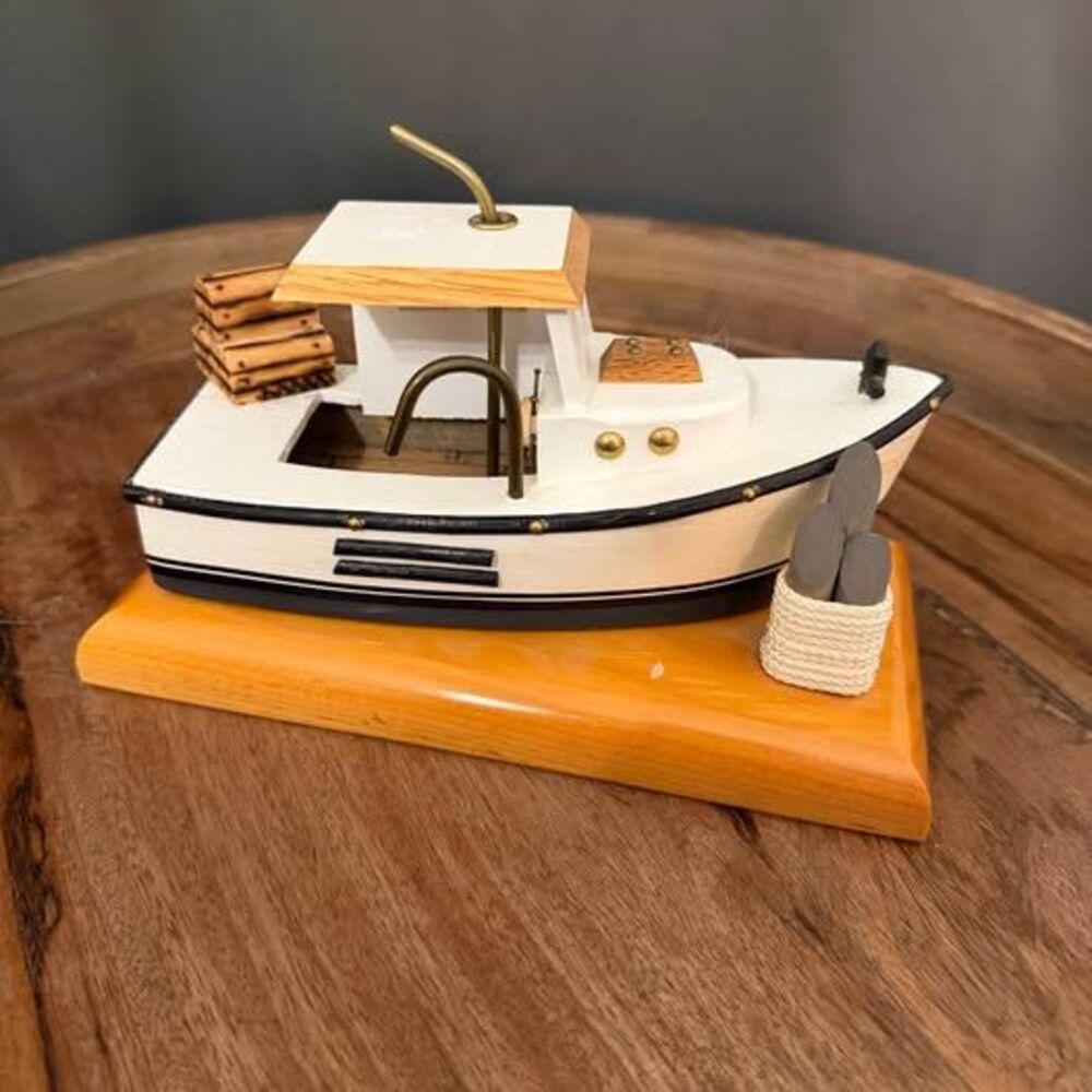 Handcrafted Wood Maine Lobster Boat Model made by inmates at Maine State Prison